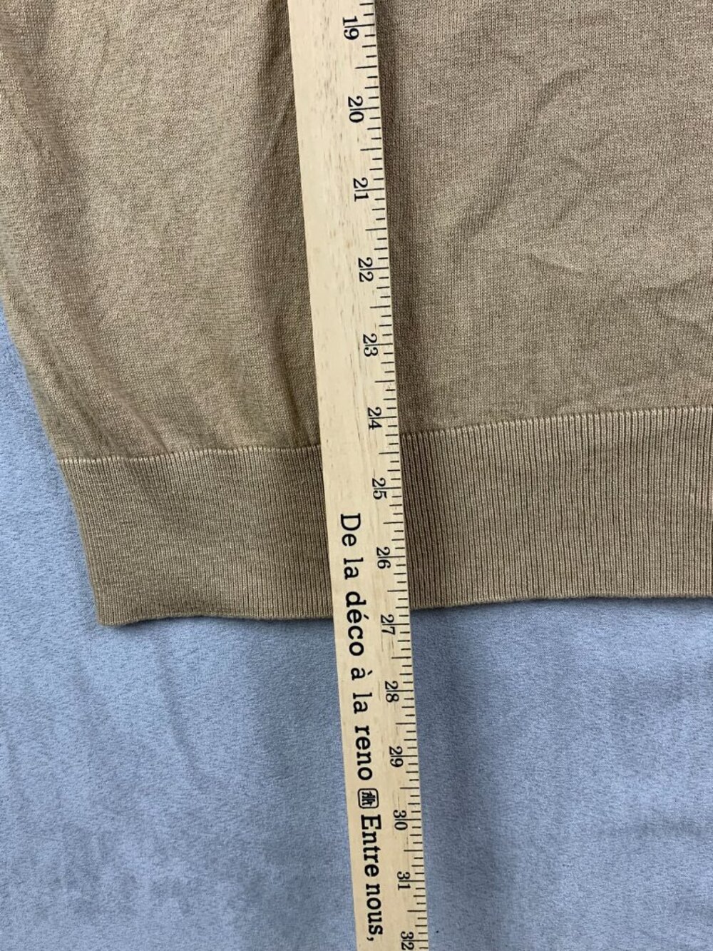 Ralph Lauren Polo Mens Sweater XL Beige Tan V-Neck Long Sleeve Cotton Cashmere - Picture 6 of 8